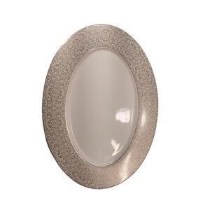 Mikasa Oval Serving Platter Antonia Blanc China Bone White Silver 14" Ritired